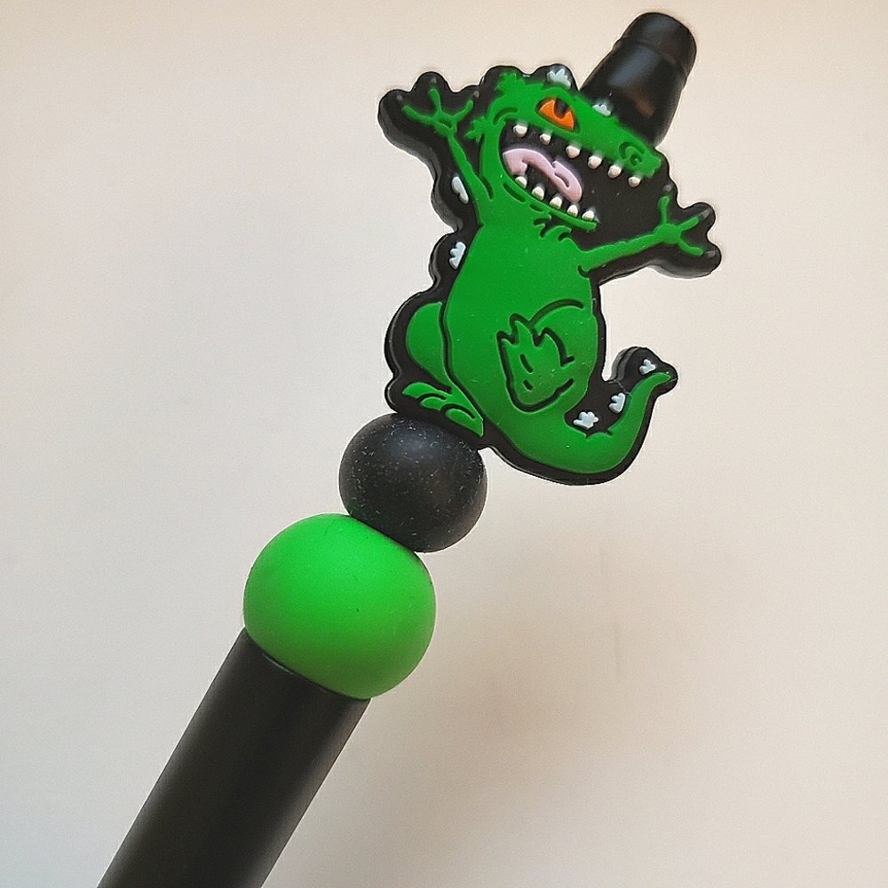 Handmade Rugrats Reptar Beaded Silicone Focal Bead Pen
